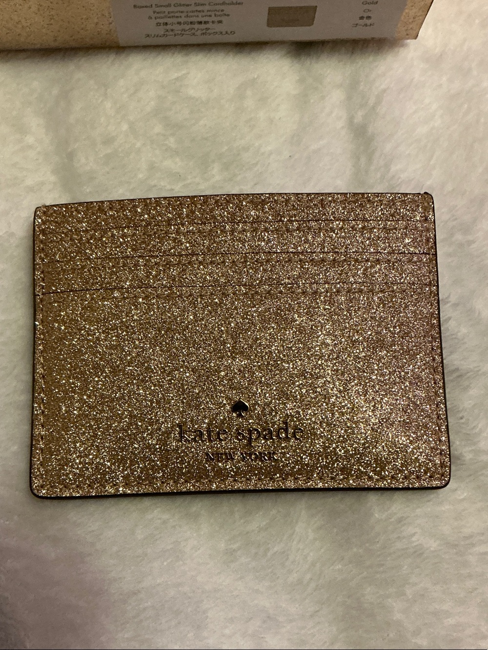 kate spade Glitter Card Holder - Gold Sparkle Box Included - Picture 4 of 6